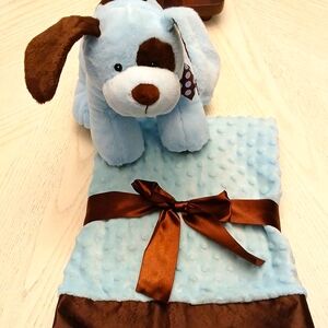 Stuffed stuffed dog, lovie and blanket gift set